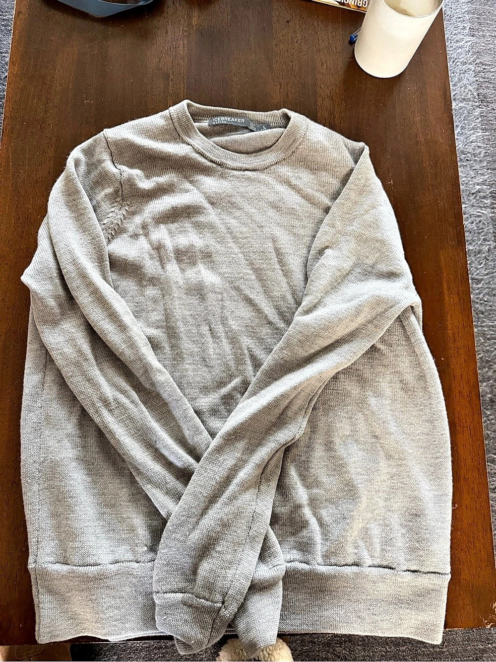 Icebreaker Merino Wool Crewneck Pullover Sweater Gray Large